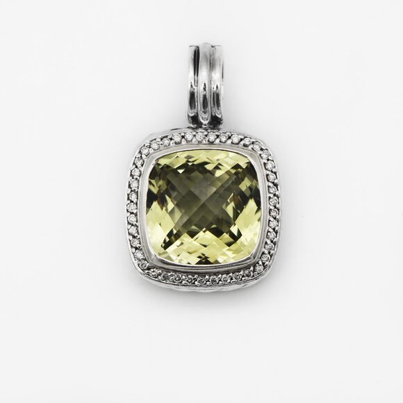 David Yurman Albion Prasiolite & Diamond Halo Enhancer Pendant